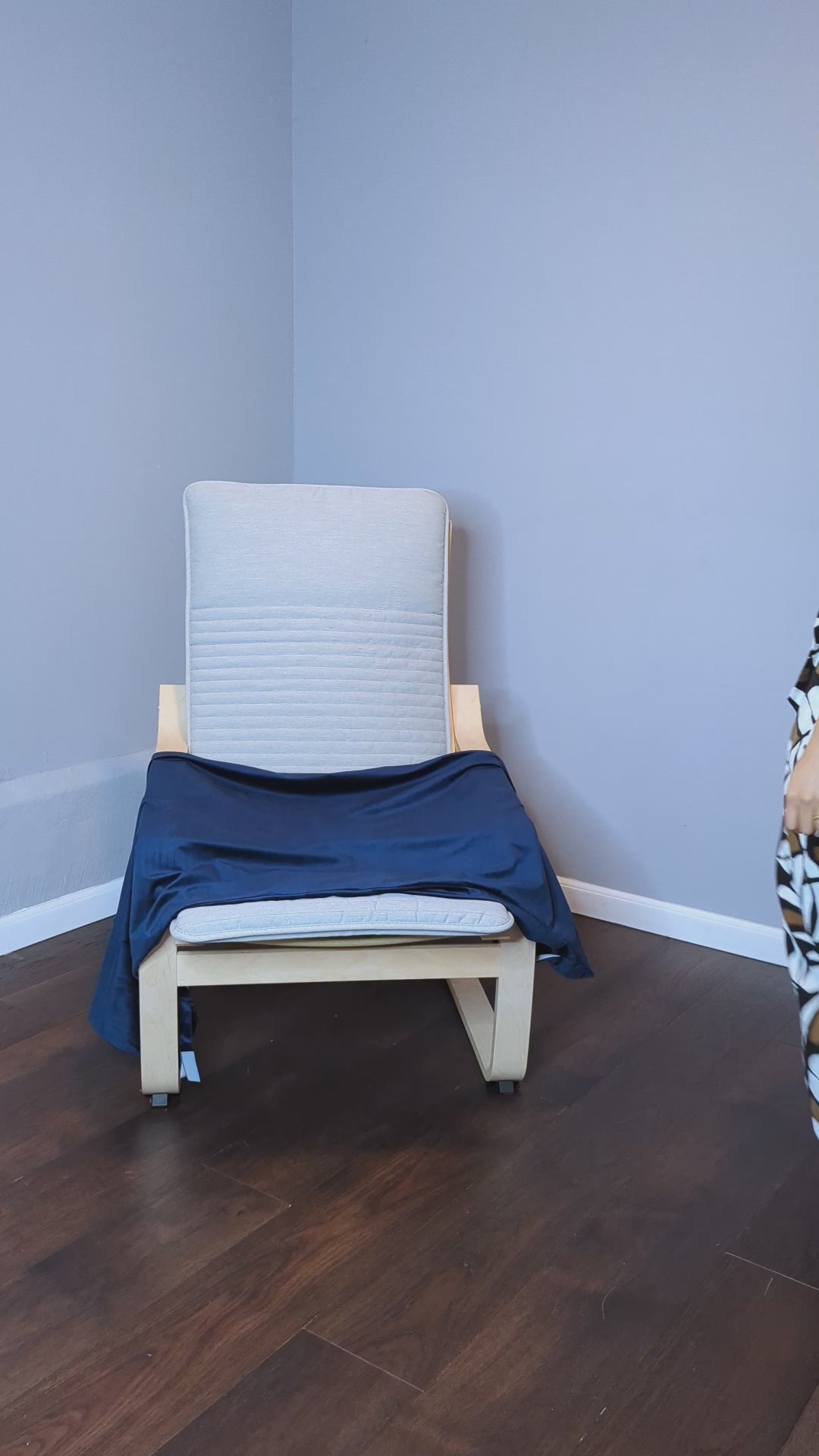 Housses de chaise et de pouf en velours bleu marine, compatibles avec IKEA Poang
